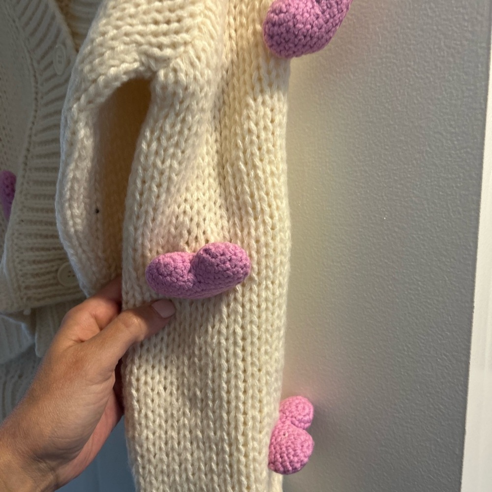 NWT ROFFE pink heart 🩷 appliqué cardigan sweater. - Picture 7 of 16